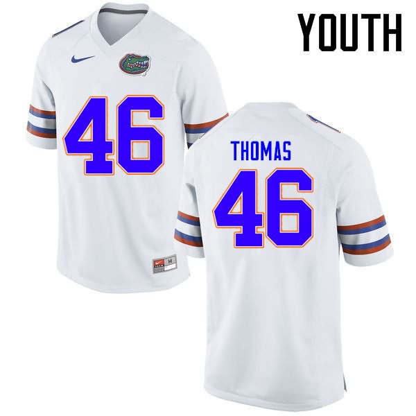 NCAA Florida Gators Will Thomas Youth #46 Nike White Stitched Authentic College Football Jersey LLO7364MC